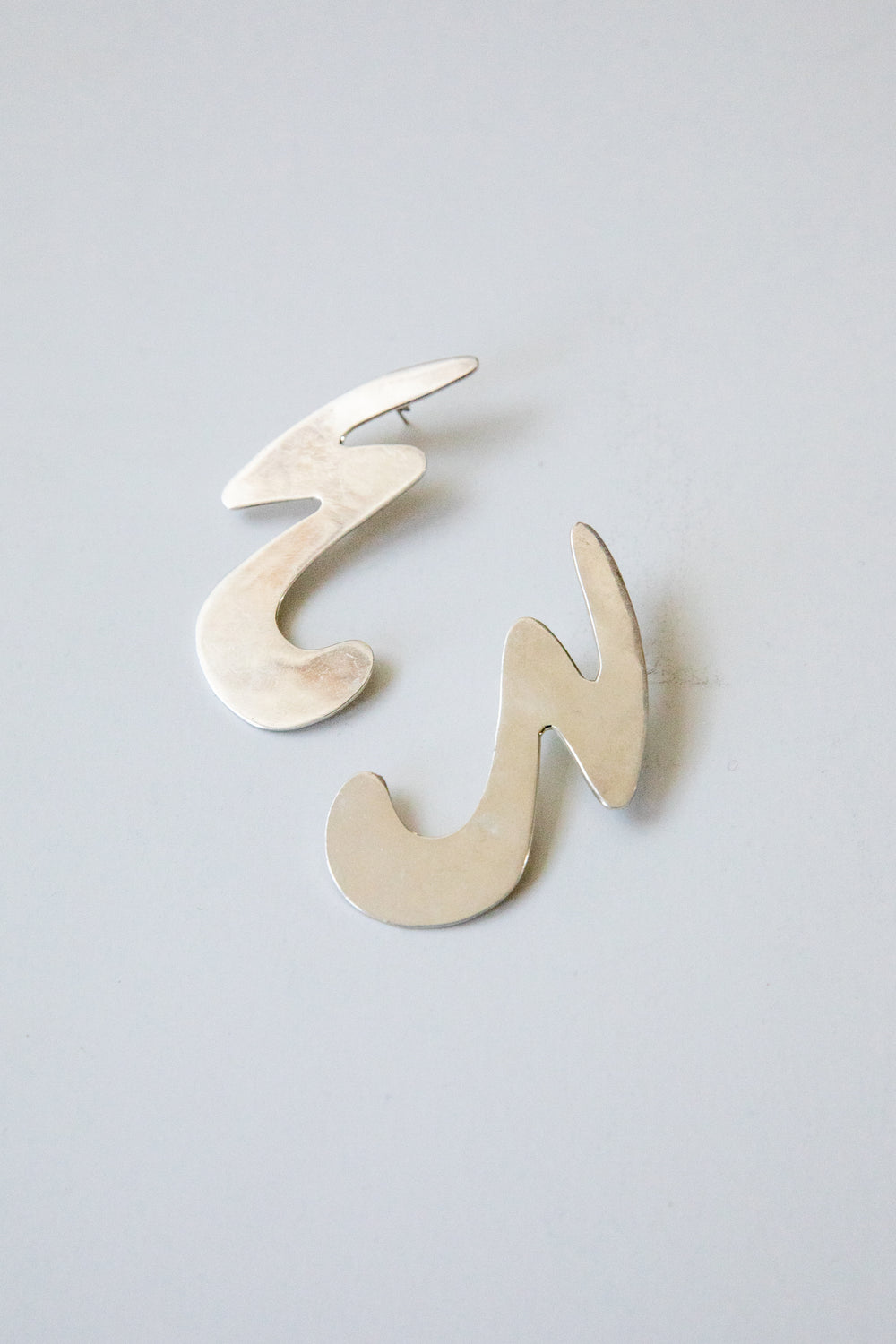 XL Silver Squiggle Earrings