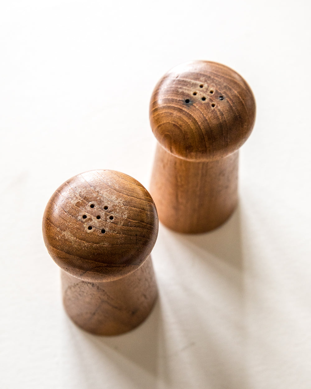 Wood Mushroom Salt + Pepper Shakers