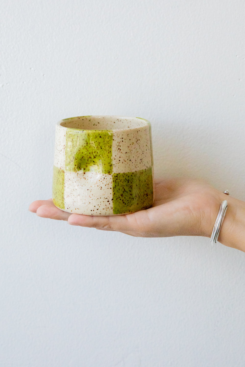 Speckled Matcha Checkered Dimple Tumbler