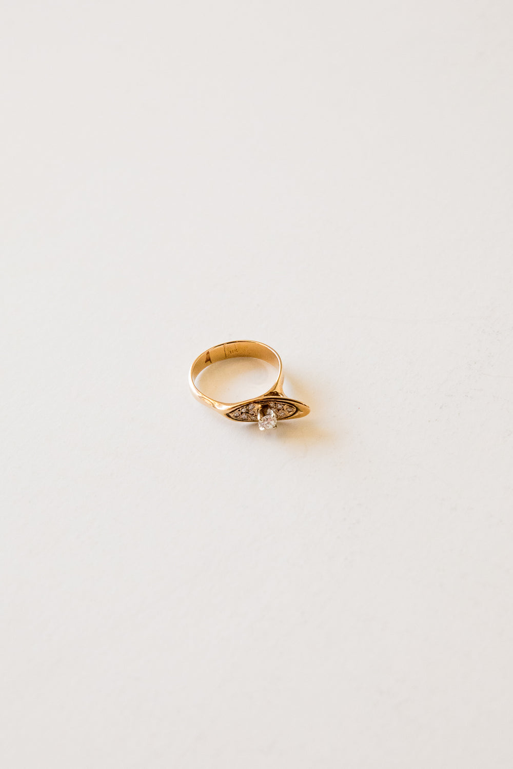 14k Angled Diamond Ring