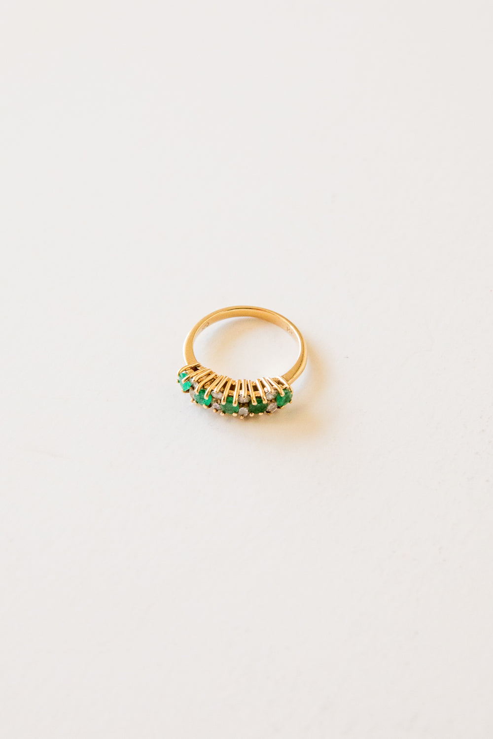 14k Emerald + Diamond Ring