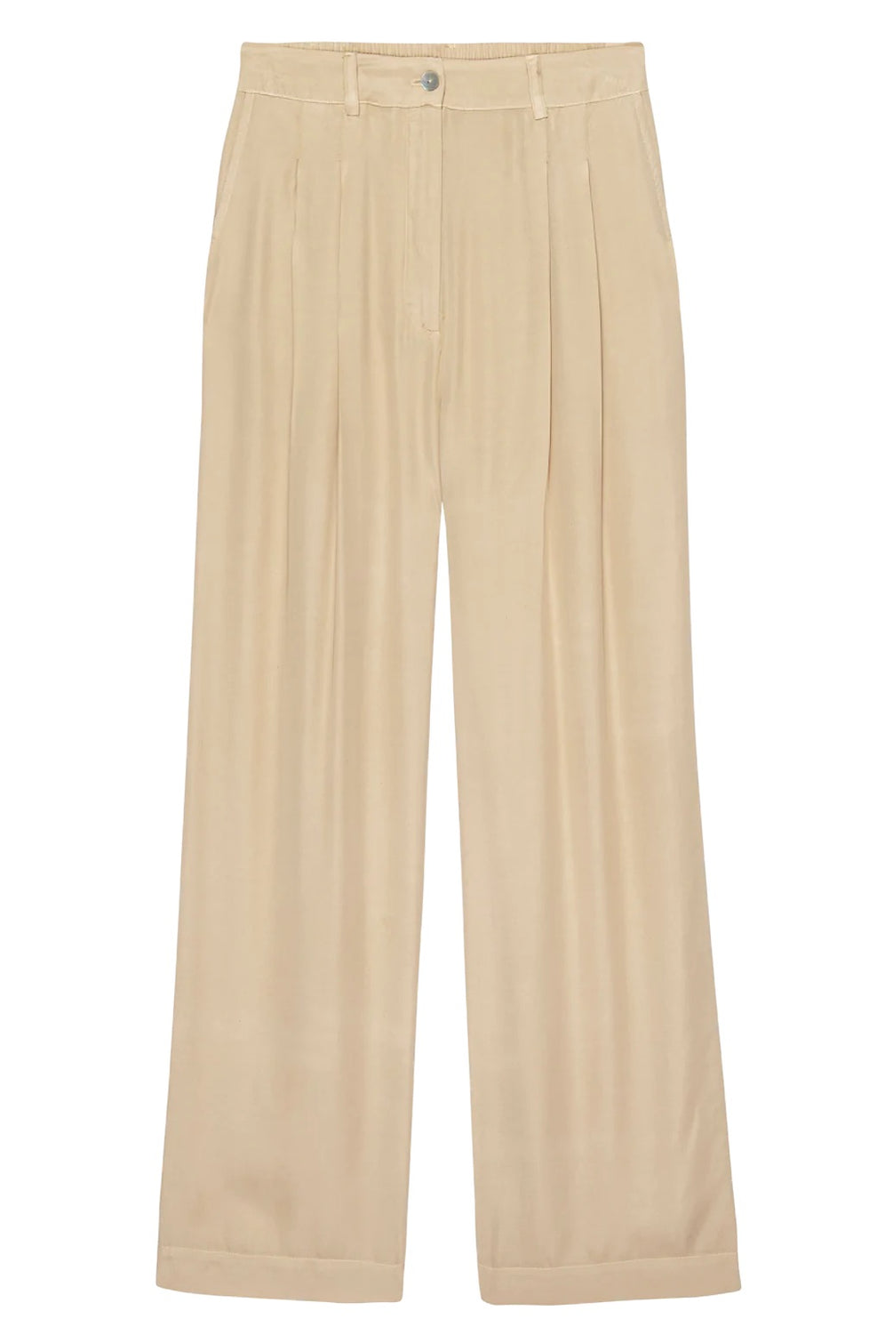 Oat Silky Pleated Trouser