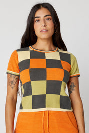 Papaya Checkerboard Tee