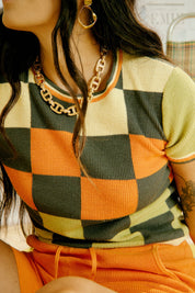 Papaya Checkerboard Tee