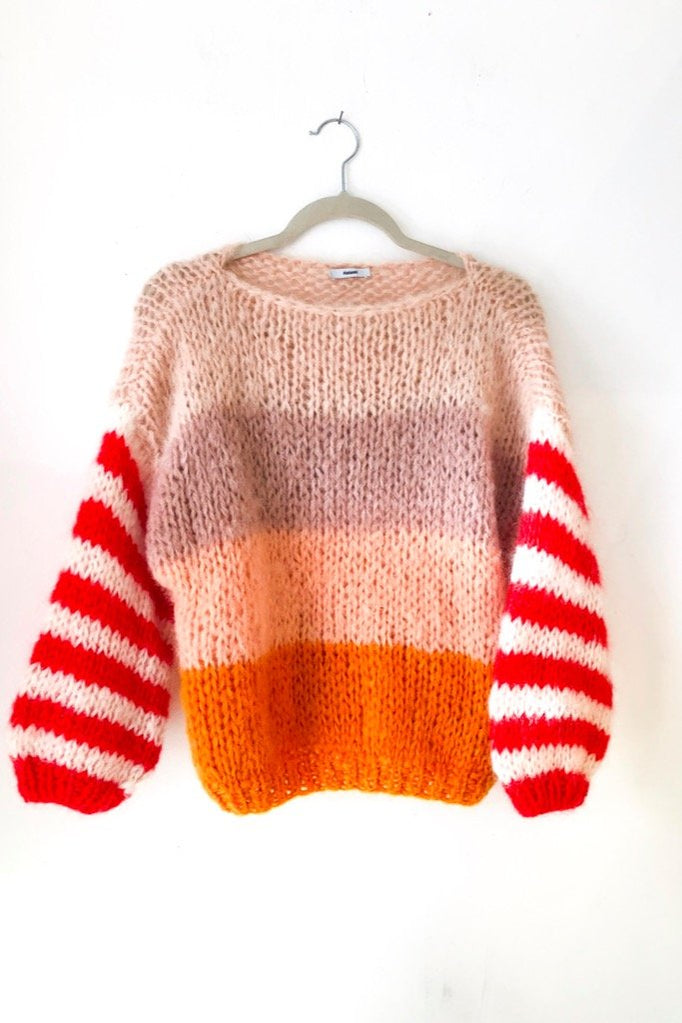 Nudish Stripe Big Mohair Sweater