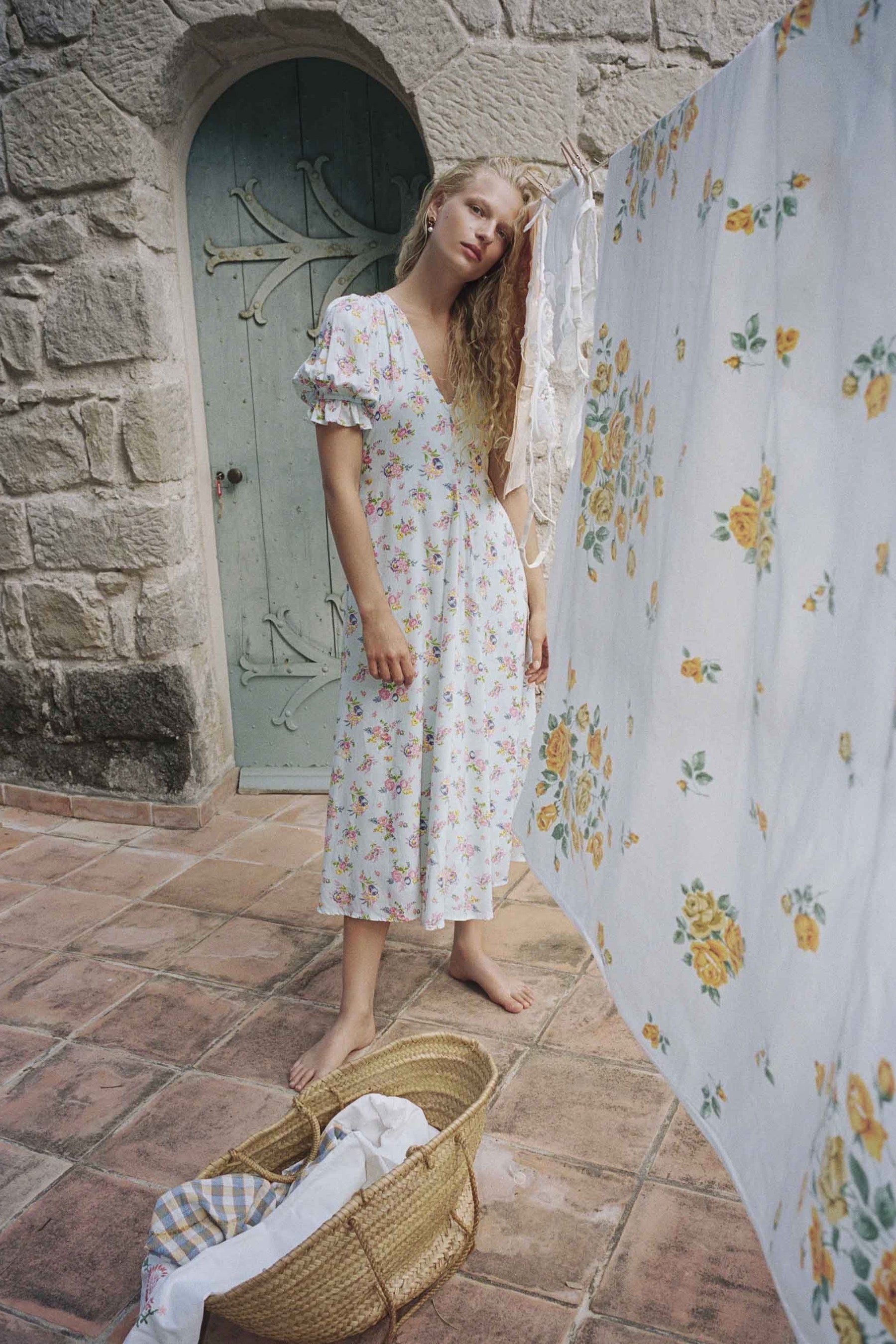 Blue Juliette Floral Maggie Midi Dress